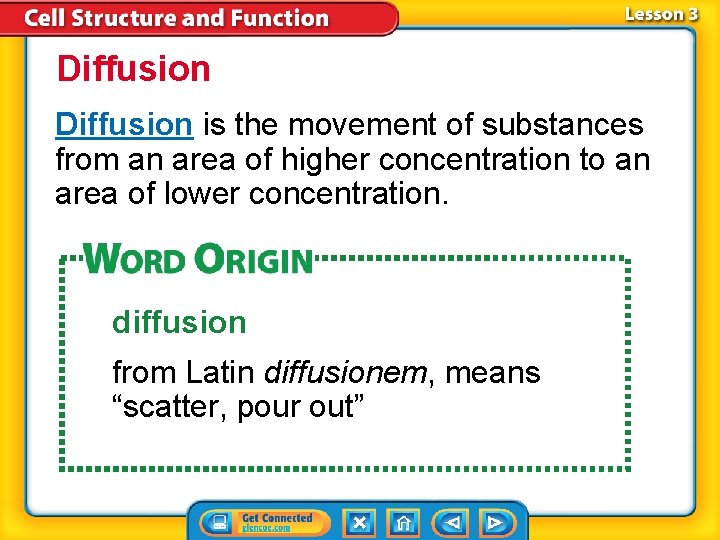 Diffusion is the movement of substances from an area of higher concentration to an Diffusion is the movement of substances from an area of higher concentration to an
