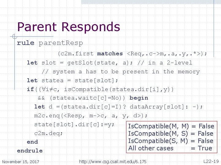 Parent Responds rule parent. Resp (c 2 m. first matches <Req, . c->m, .