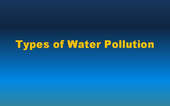 Types of Water Pollution 