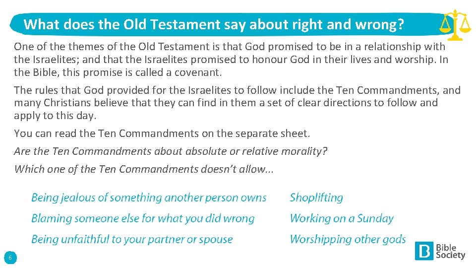 What does the Old Testament say about right and wrong? One of themes of