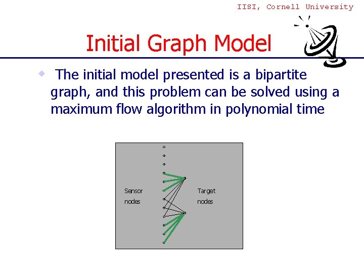 IISI, Cornell University Initial Graph Model w The initial model presented is a bipartite