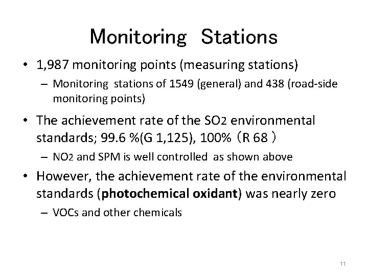 Monitoring Stations • 1, 987 monitoring points (measuring stations) – Monitoring stations of 1549
