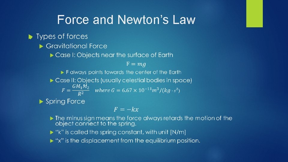 Force and Newton’s Law 