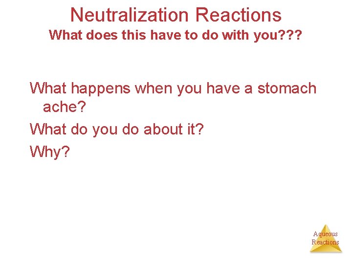 Neutralization Reactions What does this have to do with you? ? ? What happens