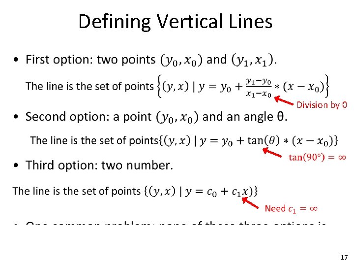 Defining Vertical Lines • Division by 0 17 