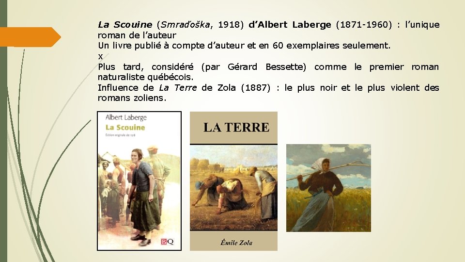 La Scouine (Smraďoška, 1918) d’Albert Laberge (1871 -1960) : l’unique roman de l’auteur Un