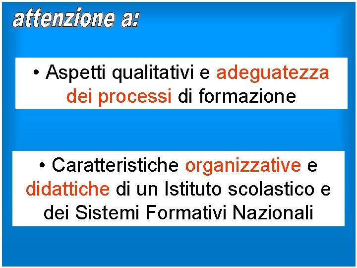  • Aspetti qualitativi e adeguatezza dei processi di formazione • Caratteristiche organizzative e