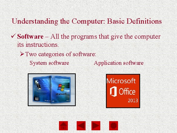 Computers Are Your Future Chapter 1 Understanding the Computer: Basic Definitions ü Software –