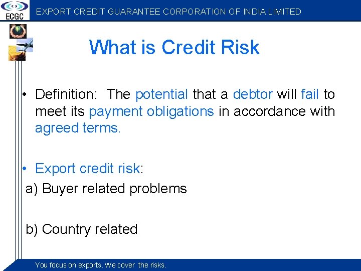EXPORT CREDIT GUARANTEE CORPORATION OF INDIA LIMITED What is Credit Risk • Definition: The
