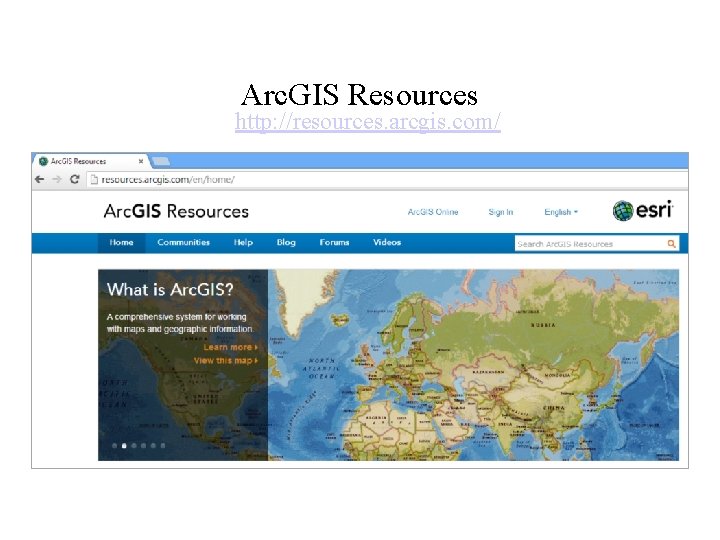 Arc. GIS Resources http: //resources. arcgis. com/ 