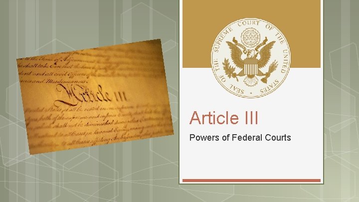 Article III Powers of Federal Courts 