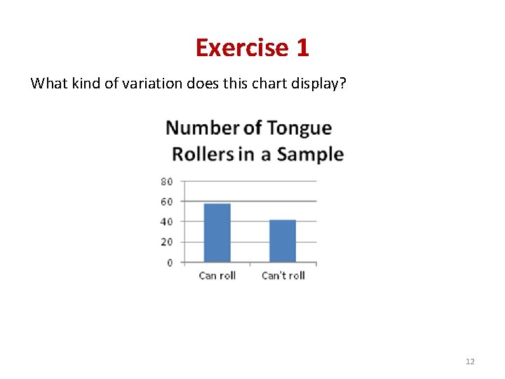 Exercise 1 What kind of variation does this chart display? 12 