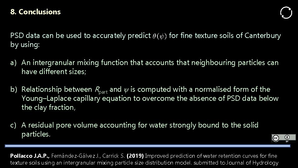 8. Conclusions PSD data can be used to accurately predict by using: for fine
