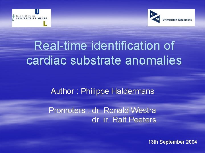 Real-time identification of cardiac substrate anomalies Author : Philippe Haldermans Promoters : dr. Ronald