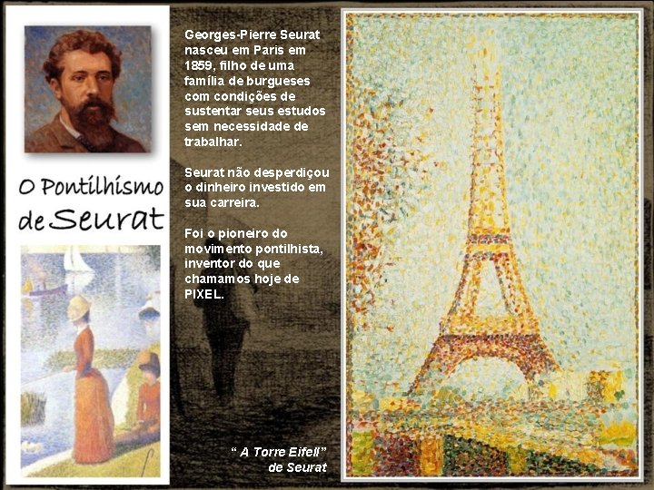 Georges-Pierre Seurat nasceu em Paris em 1859, filho de uma família de burgueses com