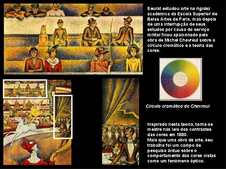 Seurat estudou arte na rigidez acadêmica da Escola Superior de Belas Artes de Paris,