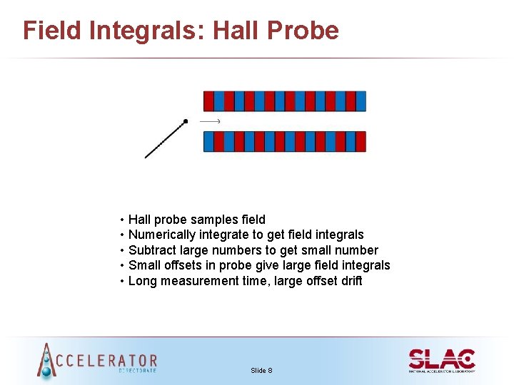 Field Integrals: Hall Probe • Hall probe samples field • Numerically integrate to get