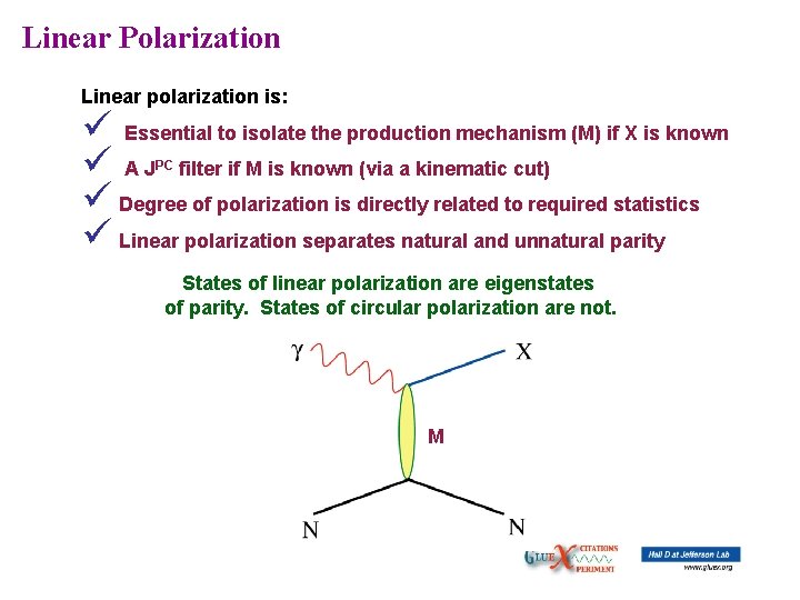 Linear Polarization Linear polarization is: ü Essential to isolate the production mechanism (M) if