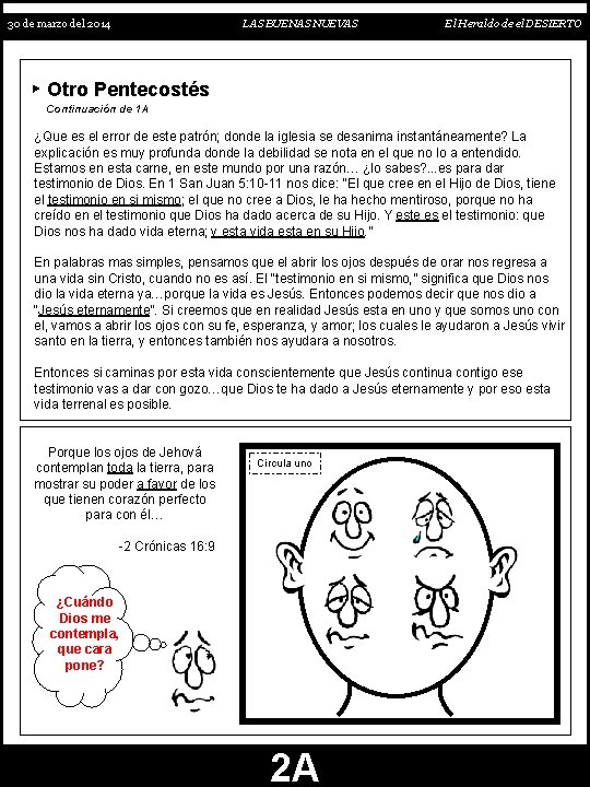 LAS BUENAS NUEVAS 30 de marzo del 2014 El Heraldo de el DESIERTO Otro