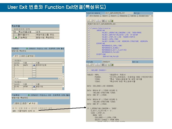 User Exit 번호와 Function Exit연결(특성유도) 