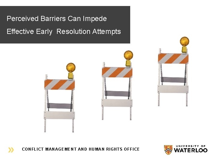 Perceived Barriers Can Impede Effective Early Resolution Attempts CONFLICT MANAGEMENT AND HUMAN RIGHTS OFFICE