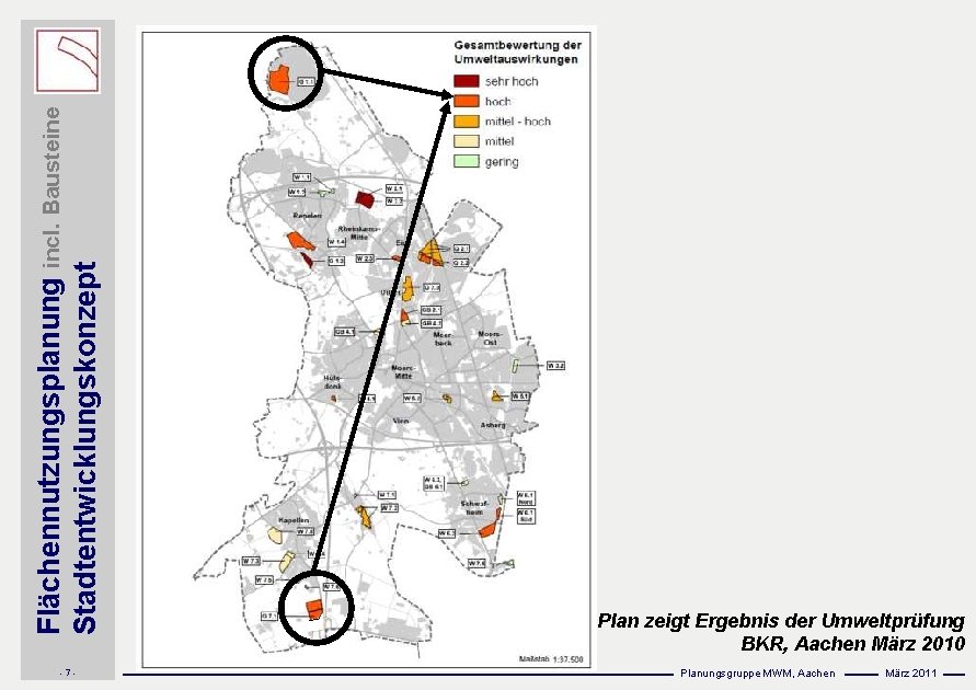 Flächennutzungsplanung incl. Bausteine Stadtentwicklungskonzept -7 - Plan zeigt Ergebnis der Umweltprüfung BKR, Aachen März