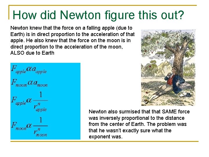 How did Newton figure this out? Newton knew that the force on a falling