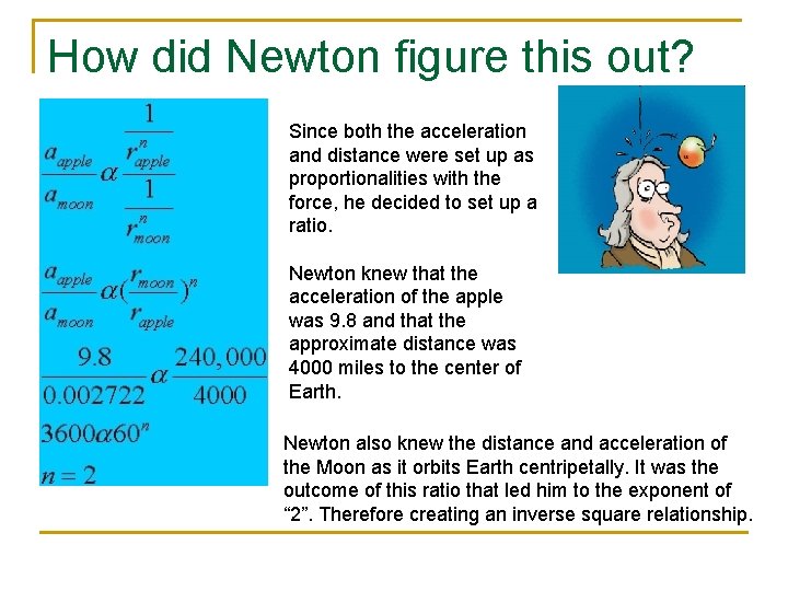 How did Newton figure this out? Since both the acceleration and distance were set