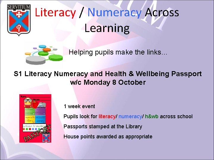 Literacy / Numeracy Across Learning Helping pupils make the links… S 1 Literacy Numeracy