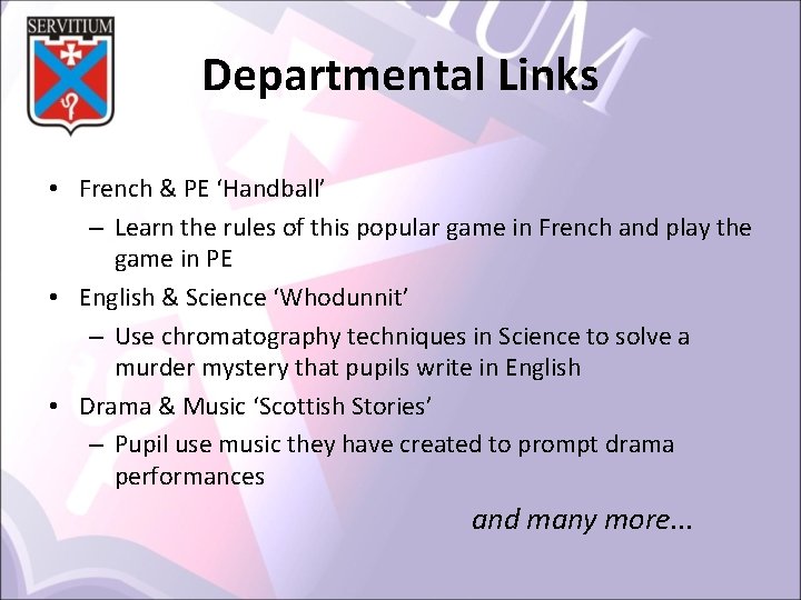 Departmental Links • French & PE ‘Handball’ – Learn the rules of this popular