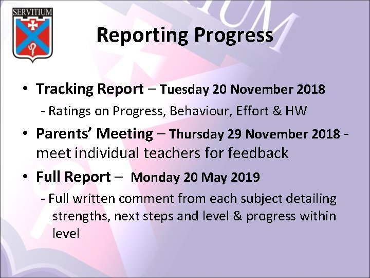 Reporting Progress • Tracking Report – Tuesday 20 November 2018 - Ratings on Progress,
