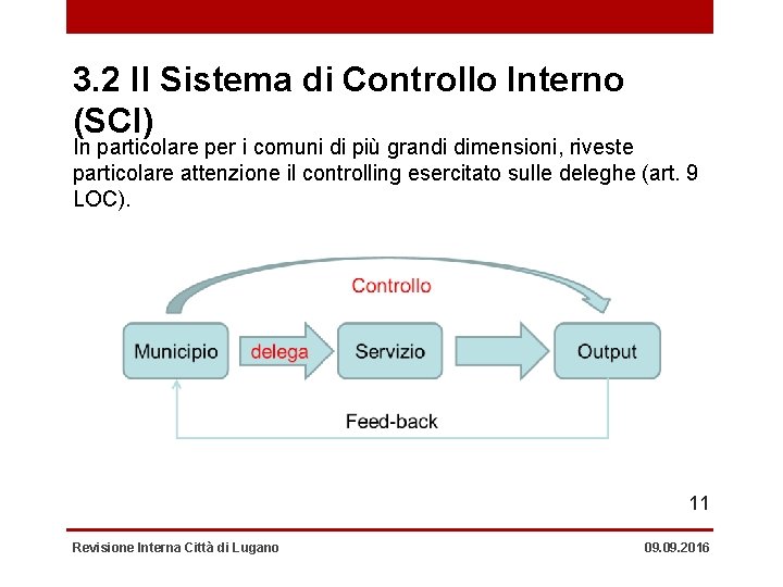 3. 2 Il Sistema di Controllo Interno (SCI) In particolare per i comuni di