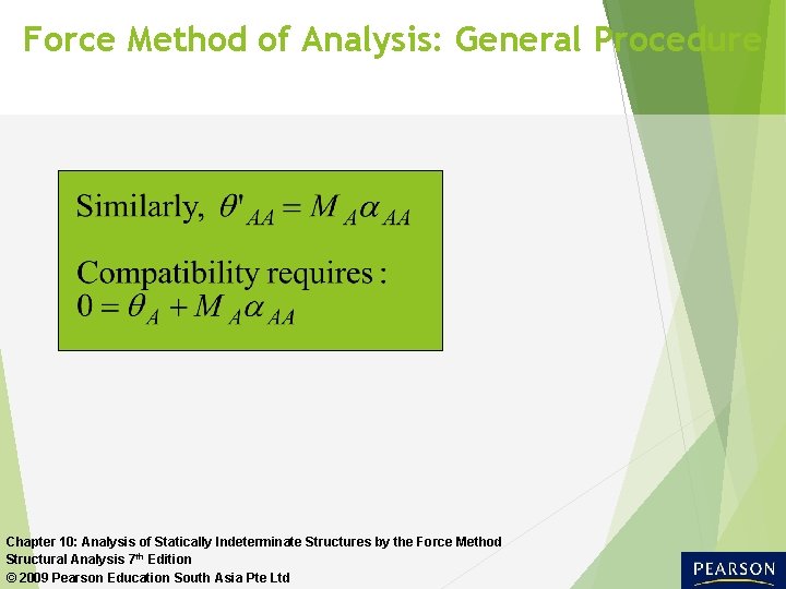 Force Method of Analysis: General Procedure Chapter 10: Analysis of Statically Indeterminate Structures by