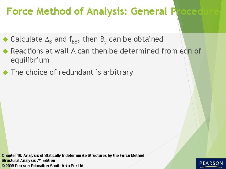 Force Method of Analysis: General Procedure Calculate B and f. BB, then By can
