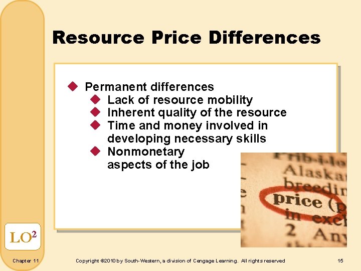 Resource Price Differences u Permanent differences u Lack of resource mobility u Inherent quality