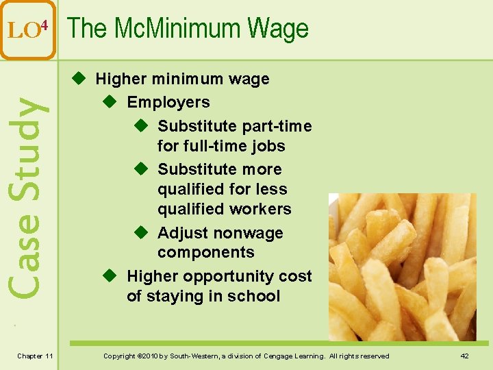 Case Study LO 4 The Mc. Minimum Wage Chapter 11 u Higher minimum wage
