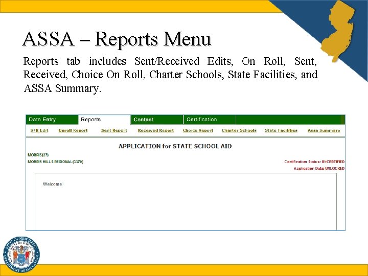 ASSA – Reports Menu Reports tab includes Sent/Received Edits, On Roll, Sent, Received, Choice