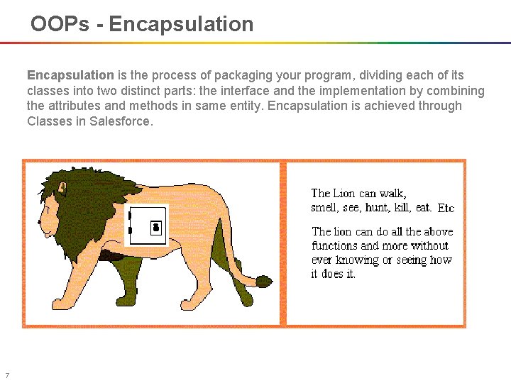OOPs - Encapsulation is the process of packaging your program, dividing each of its