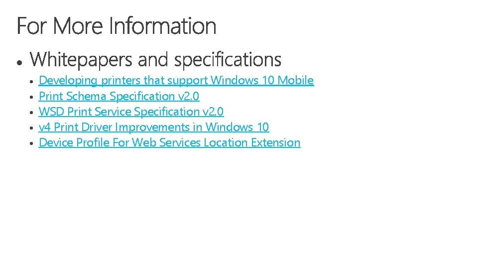 Developing printers that support Windows 10 Mobile Print Schema Specification v 2. 0 WSD