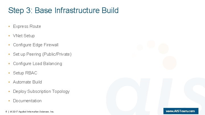 Step 3: Base Infrastructure Build • Express Route • VNet Setup • Configure Edge