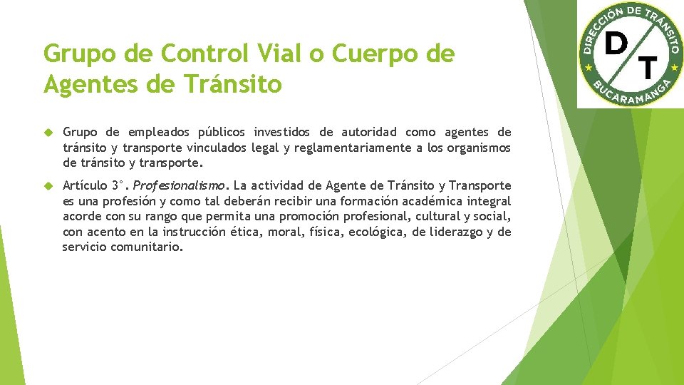 Grupo de Control Vial o Cuerpo de Agentes de Tránsito Grupo de empleados públicos