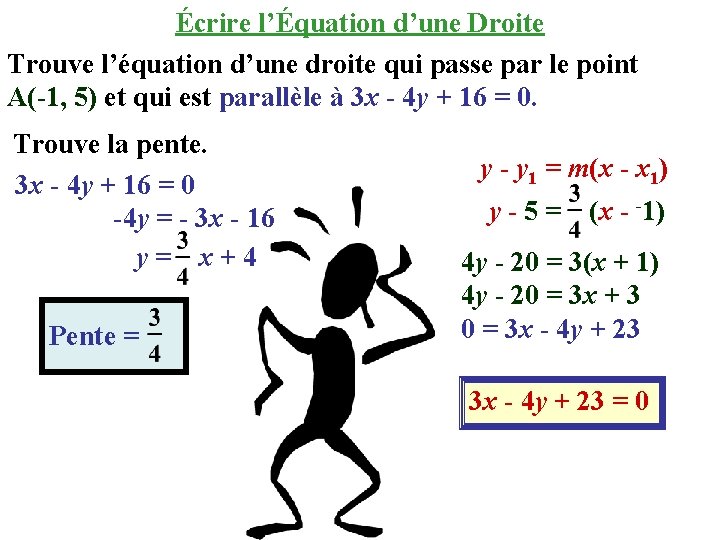 Écrire l’Équation d’une Droite Trouve l’équation d’une droite qui passe par le point A(-1,