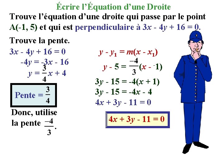 Écrire l’Équation d’une Droite Trouve l’équation d’une droite qui passe par le point A(-1,