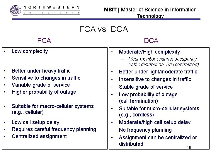 MSIT | Master of Science in Information Technology FCA vs. DCA FCA • Low MSIT | Master of Science in Information Technology FCA vs. DCA FCA • Low