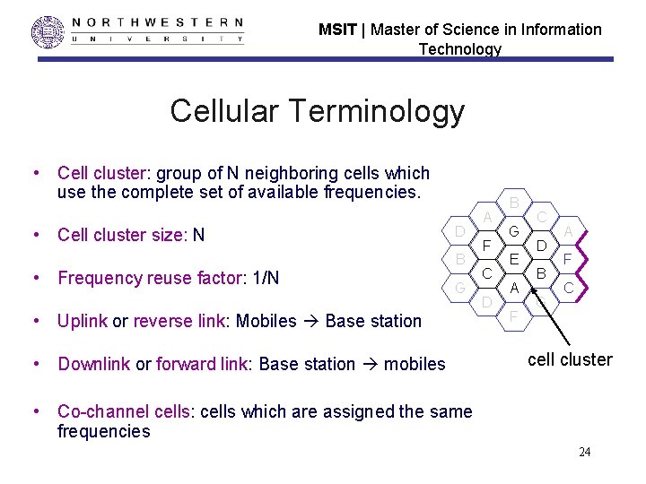 MSIT | Master of Science in Information Technology Cellular Terminology • Cell cluster: group MSIT | Master of Science in Information Technology Cellular Terminology • Cell cluster: group