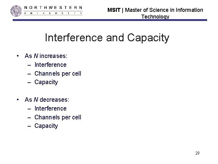 MSIT | Master of Science in Information Technology Interference and Capacity • As N MSIT | Master of Science in Information Technology Interference and Capacity • As N