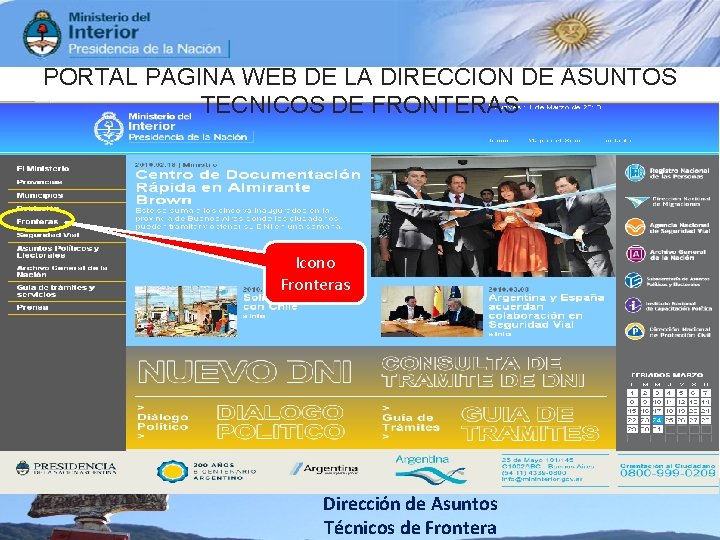 PORTAL PAGINA WEB DE LA DIRECCION DE ASUNTOS TECNICOS DE FRONTERAS Icono Fronteras Dirección