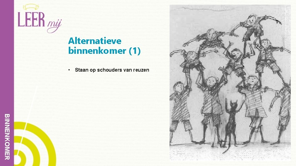 Alternatieve binnenkomer (1) • Staan op schouders van reuzen BINNENKOMER 