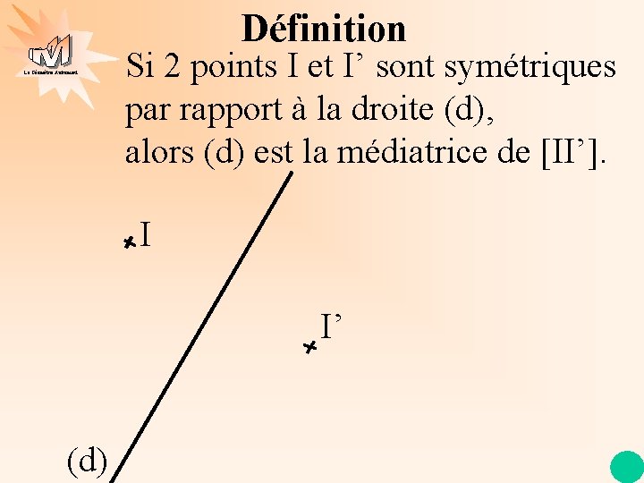 Définition La Géométrie Autrement Si 2 points I et I’ sont symétriques par rapport