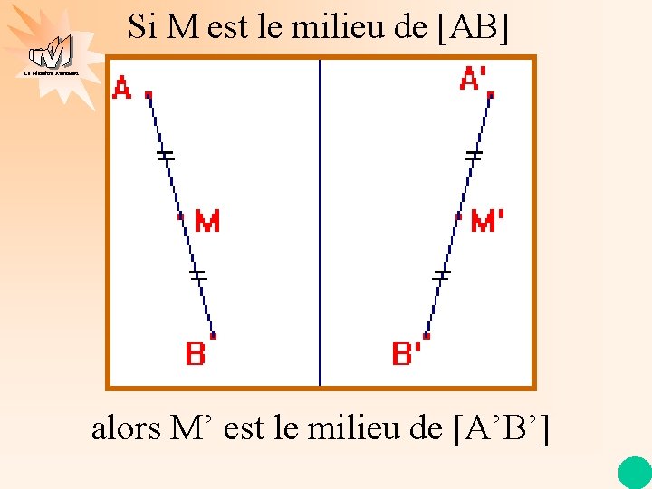 Si M est le milieu de [AB] La Géométrie Autrement alors M’ est le